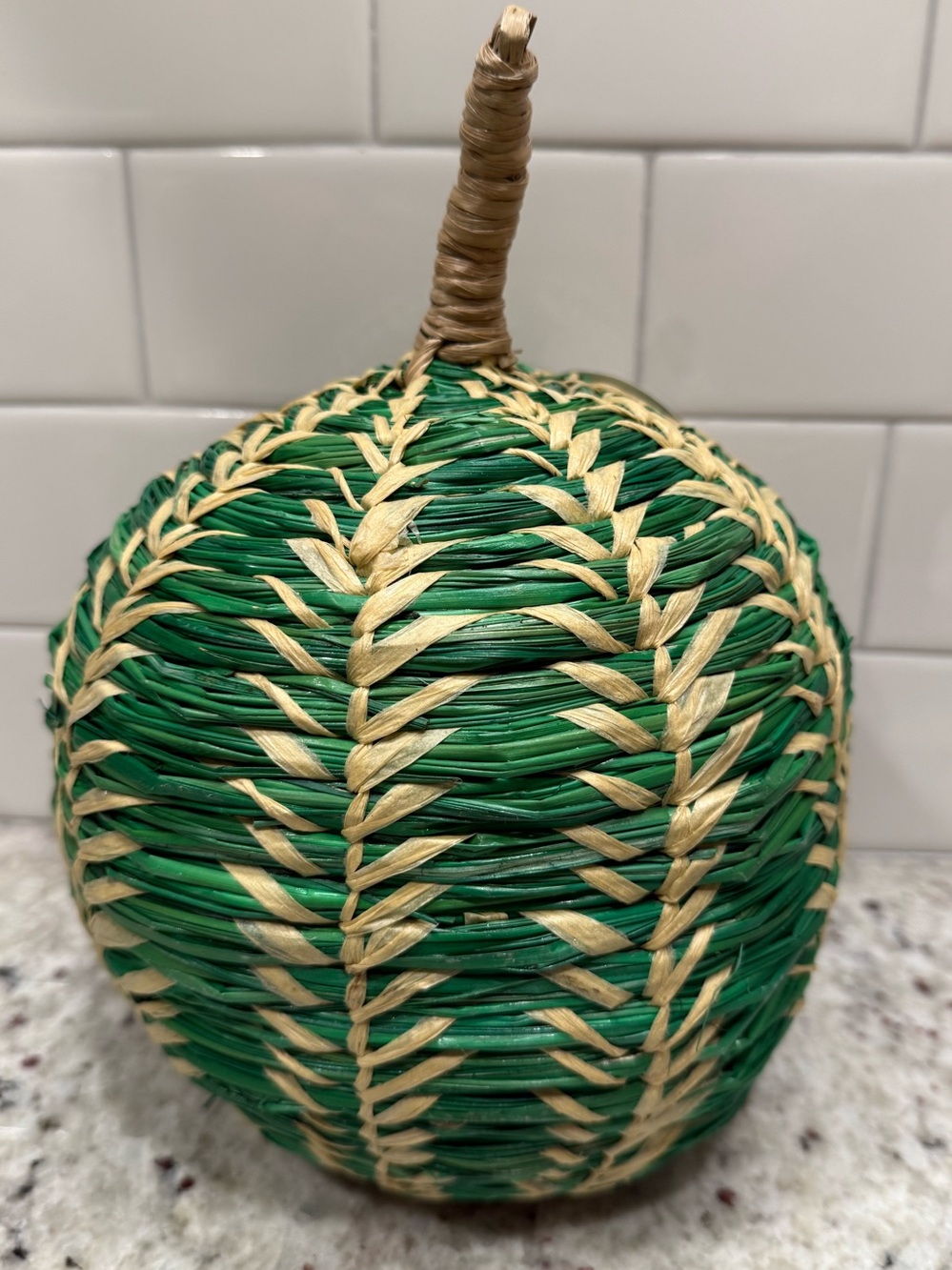 Threshold Fall Decor: Large Green and Natural Woven Decorative Pumpkin NWT